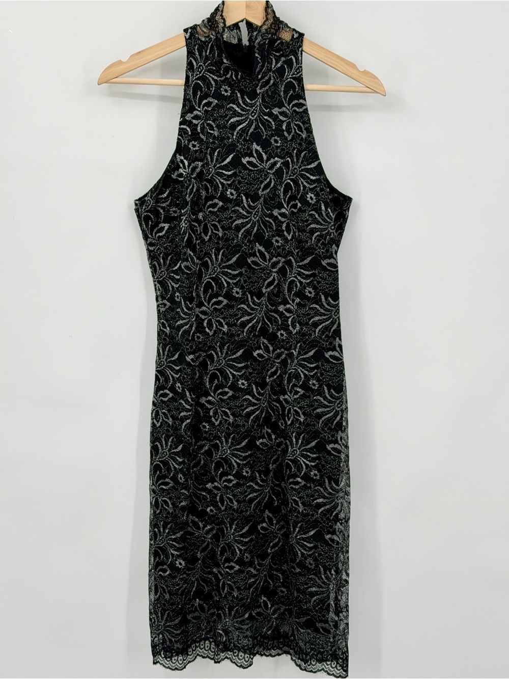 BCBGMaxAzria lace high neck sleeveless little black dress Y2K  sz 4 whimsygoth